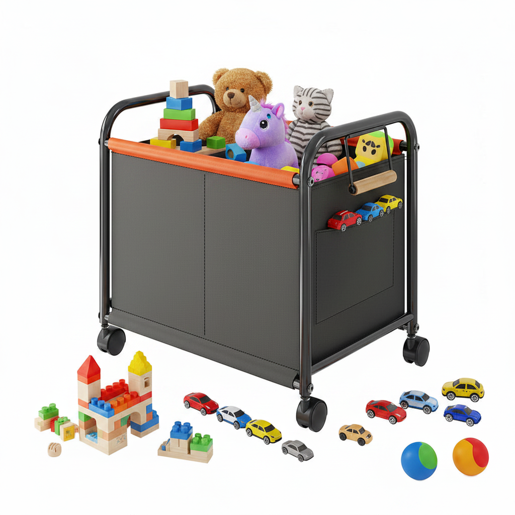 Children's Toy Storage Organizer – Mobile Bookshelf and Storage Rack for Building Blocks, Dolls, Books and Nursery Organization
