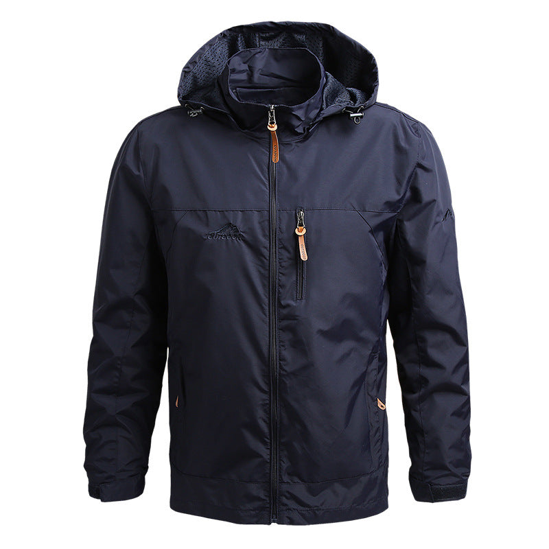 Mens Tactical Windbreaker Jacket-Waterproof Hooded Outdoor Coat for Climbing Hiking and Everyday Weather Protection