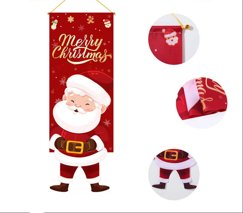 Santa Merry Christmas Hanging Banner – Festive Wall Decoration for Homes, Porches and Holiday Parties