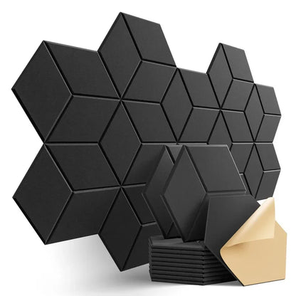 Hexagonal Acoustic Panels – Self Adhesive Soundproof Foam Tiles for Noise Reduction, Echo Control and Studio Wall Treatment