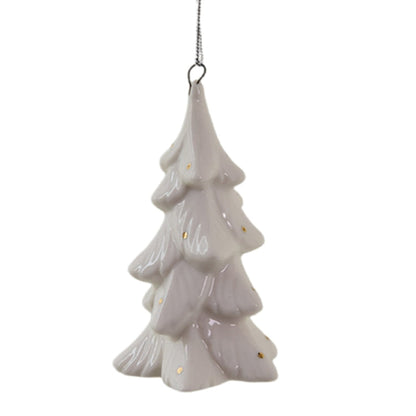 Ceramic Christmas House Ornament – Elegant White Hanging Tree Decoration for Christmas Trees, Wreaths, Holiday Displays and Seasonal Home Decor