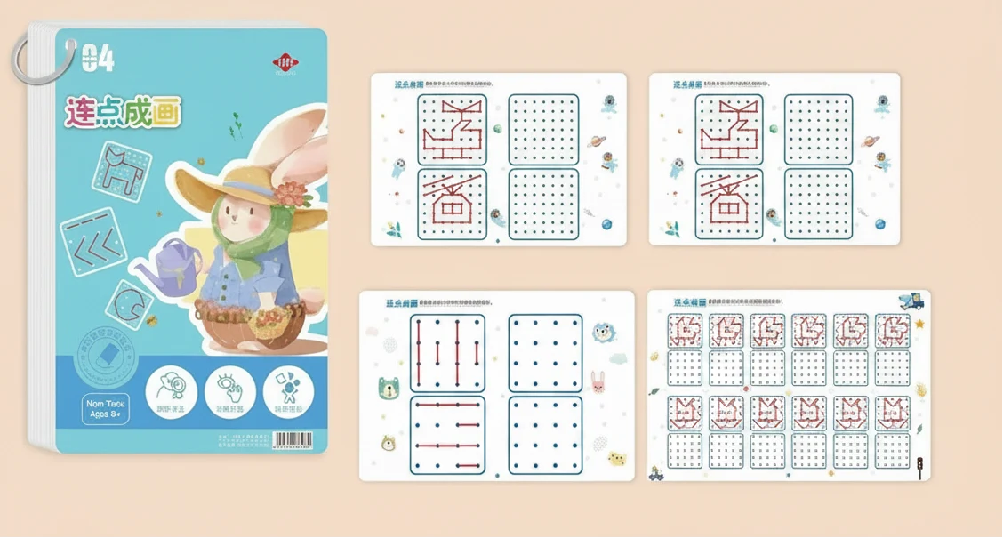 Reusable Kids Workbook Set – 36 Page Erasable Learning Book with Pens and Stickers for Early Writing Practice