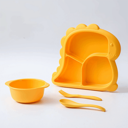 Dinosaur Baby Dinnerware Set – Cute Feeding Bowls, Plates, Forks and Spoons for Toddlers Learning Independent Eating