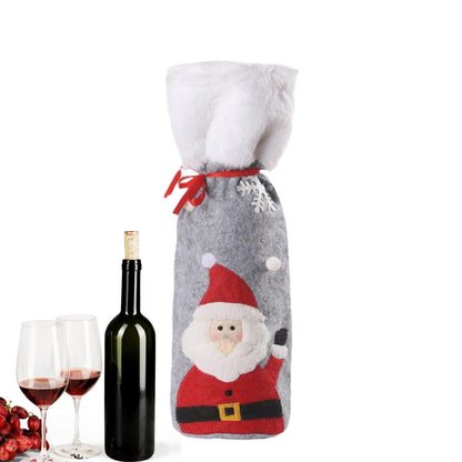 Christmas Wine Bottle Cover Set – Reusable Festive Santa Bottle Sleeves for Holiday Table Decor, Parties and Gift Presentation