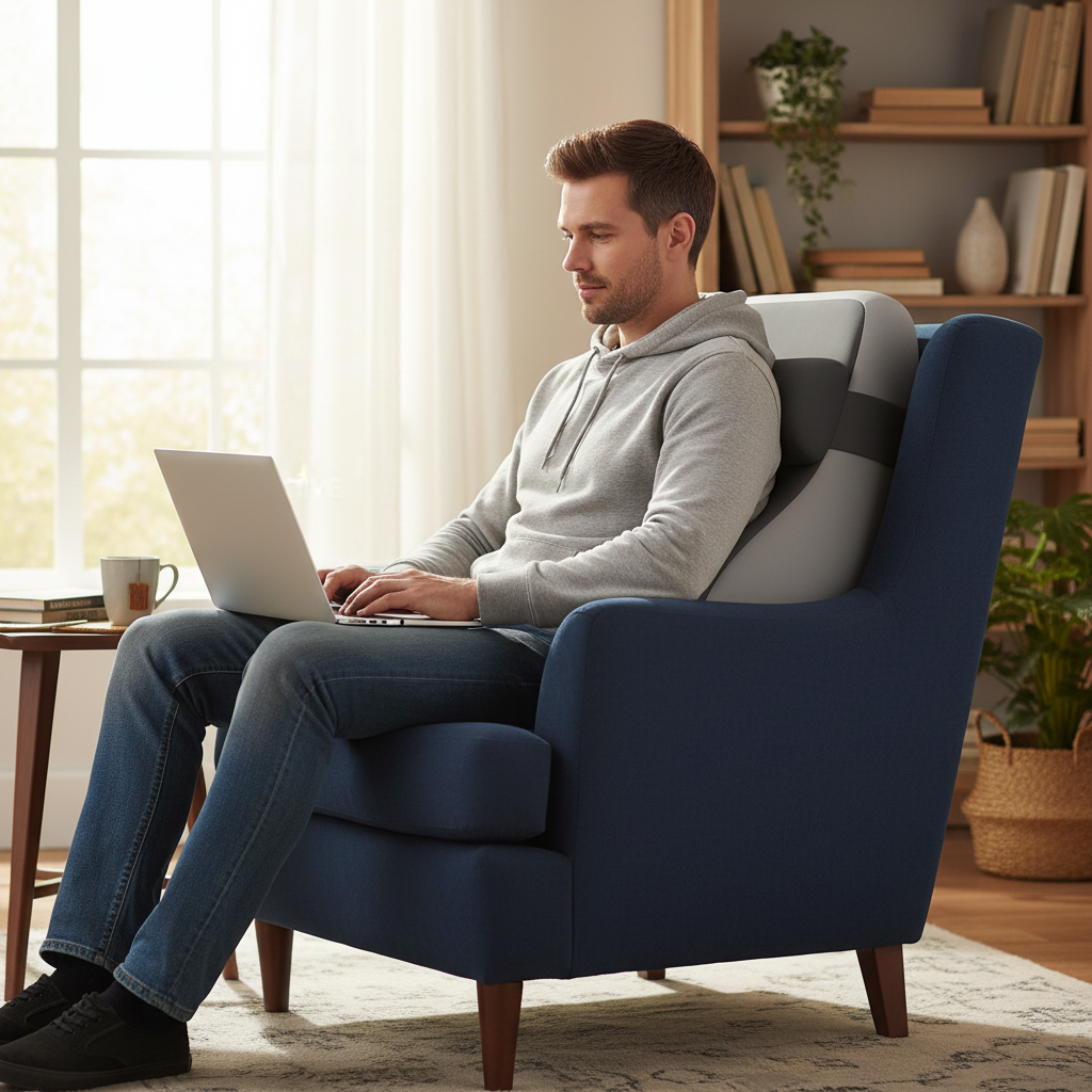 XL Reading Pillow – Ergonomic Wedge Back Support Cushion with Side Pockets, Washable Cover and Lightweight Comfort for Bed, Sofa and Lounging
