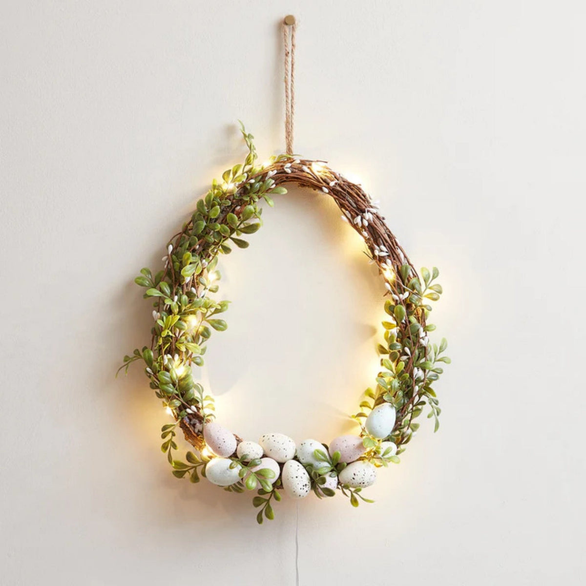 Easter Egg Garland Wreath – Festive Door and Window Hanging Decoration for Spring Parties, Gardens and Holiday Home Displays