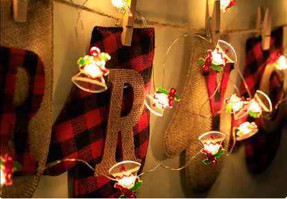 LED Christmas Fairy Lights – 20 LED Battery Powered Santa and Snowflake String Lights for Holiday Home Decorations