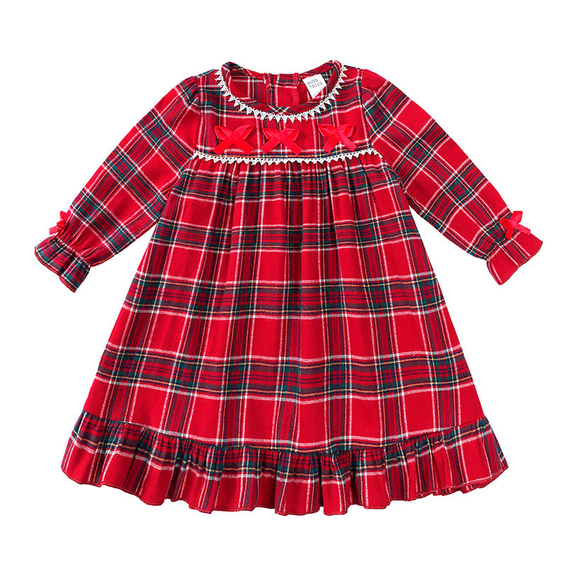 Kids Christmas Costume Pajamas – Classic Red Velvet Plaid Matching Sleepwear for Festive Family Celebrations
