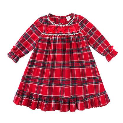 Kids Christmas Costume Pajamas – Classic Red Velvet Plaid Matching Sleepwear for Festive Family Celebrations