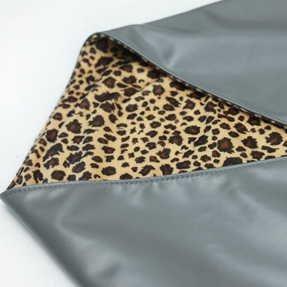 Double Sided Leopard Print Head Scarf – PU Leather Triangle Hijab for Women with Elegant Fashionable Everyday Styling