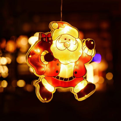 Christmas LED Window Lamp – Santa and Snowman Suction Light Decoration for Holiday Windows and New Year Displays