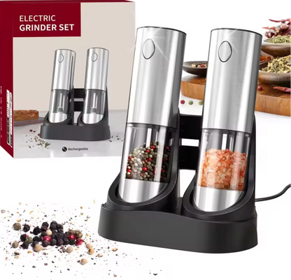 USB Electric Salt and Pepper Grinder – Rechargeable Adjustable Spice Mill Set with Large Capacity for Everyday Cooking