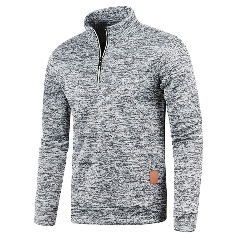 Half Zip Sweatshirt - Thick Pullover Hoodie with Turtleneck Design for Autumn Outdoor Wear and Casual Street Fashion
