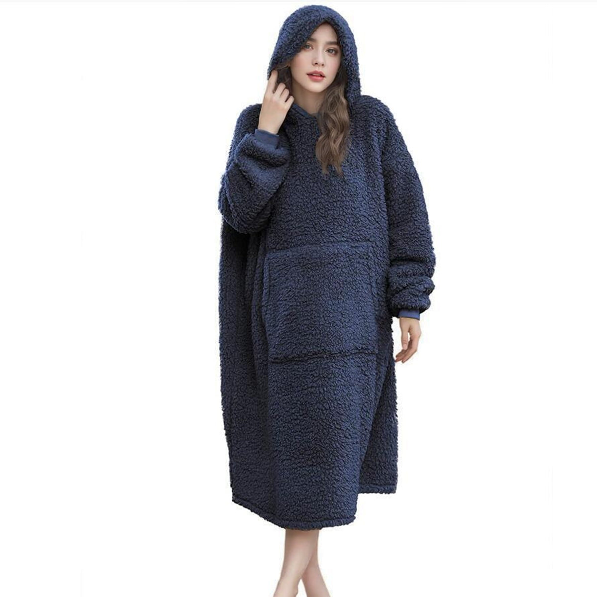 Oversized Blanket Hoodie with Sleeves - Ultra Warm Wearable Fleece Blanket for Home Lounging and Relaxation