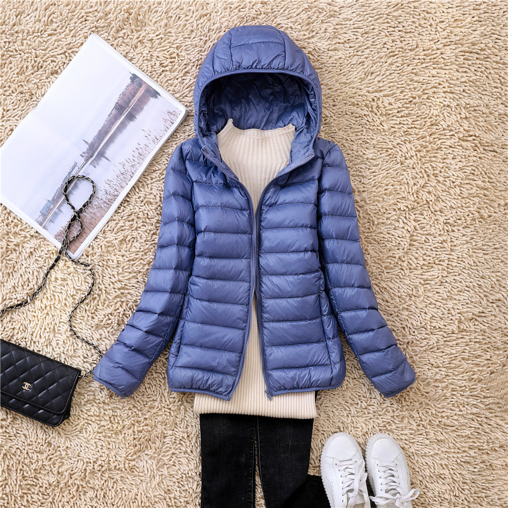 Women’s Ultra Lightweight Packable Puffer Jacket – Hooded Plus Size Down Coat for Spring, Autumn Travel and Everyday Warmth