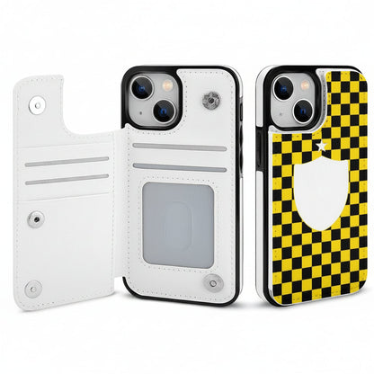 Leather Wallet iPhone Case – Wireless Charging Compatible Protective Flip Cover with Card Holder and Stand Function