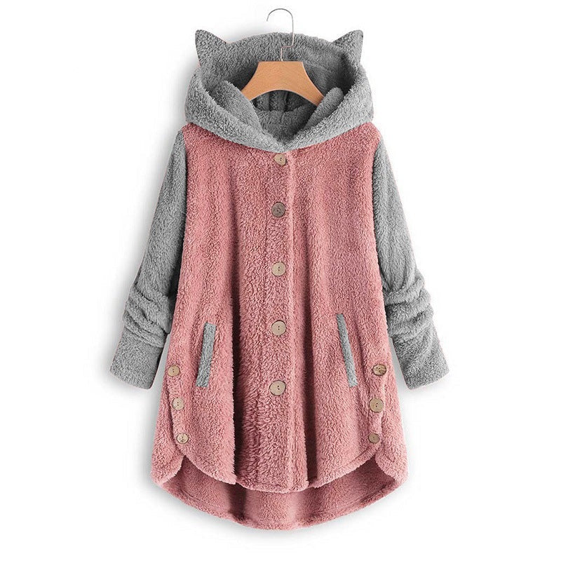 Women's Cat Ear Hoodie - Fleece Pullover Sweatshirt with Cute Print and Plus Size Comfort