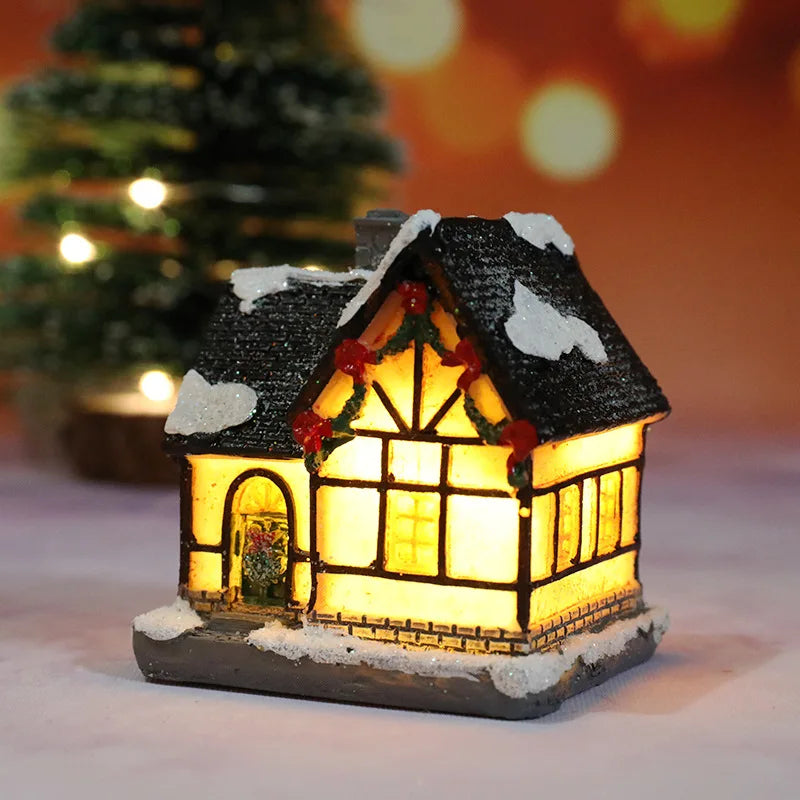LED Christmas Village House – Resin Miniature Light Up Holiday Decoration for Cozy Tabletop Displays, Christmas Villages and Seasonal Home Ambience
