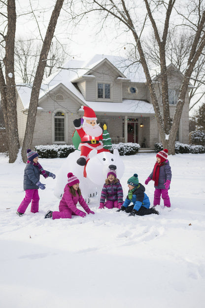 Inflatable Santa on Polar Bear – 2.1M LED Outdoor Christmas Yard Decoration for Gardens and Holiday Displays