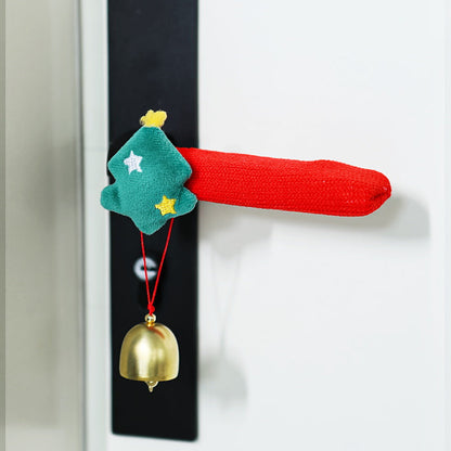 Christmas Door Handle Covers – Soft Holiday Decorations with Hanging Bells for Festive Home Entryways