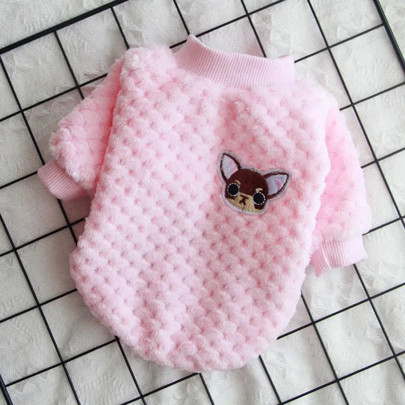 Warm Dog Hoodie Sweater – Cozy Fleece Pet Coat for Small and Medium Dogs with Cute Winter Holiday Style