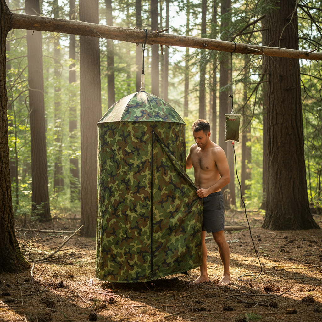 Pop-Up Privacy Shower Tent – Portable Outdoor Camping Toilet and Changing Shelter with Hanging Design, Quick Setup and Convenient Carry Bag