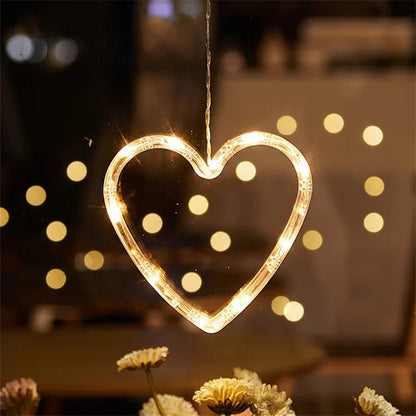 Christmas LED Window Hanging Lights – Battery Powered Santa and Snowflake Decorations for Festive Holiday Windows and Indoor Displays
