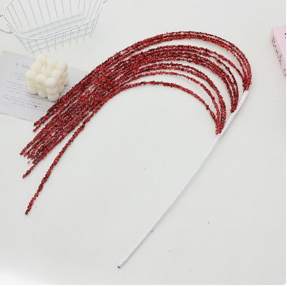 Sequin Glitter Christmas Branch Picks – White Artificial Tassel Wheat Stems for Christmas Trees, Wreaths and Holiday Decorations