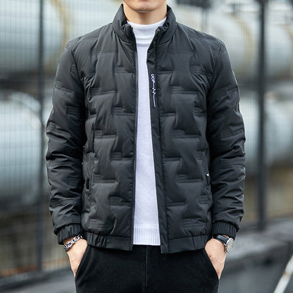 Men's Lightweight Down Jacket – Warm Korean Style Winter Coat with Plus Size Fit for Casual Outdoor Everyday Comfort