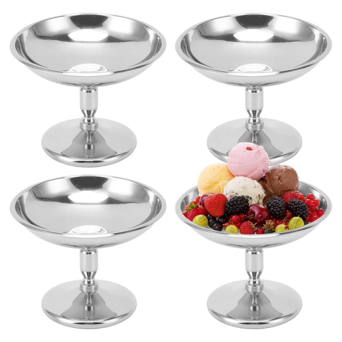 Stainless Steel Goblet Dessert Bowls – Elegant 2026 Ice Cream, Salad, Fruit and Snack Cups for Home Dining, KTV Bars and Parties