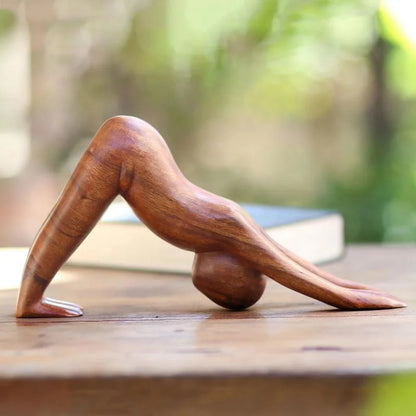 Handmade Yoga Girl Wooden Sculpture - Meditation Pose Statue for Home Decor, Wellness Spaces and Gifts
