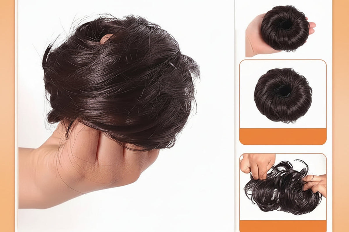 Elastic Ponytail Hair Band – Heat Resistant Synthetic Hair Wrap for Instant Fuller Bun and Stylish Hairstyles