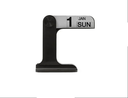 Modern Rotating Desk Calendar– Minimalist Desktop Planner with Black and White Design and One-Touch Operation for Home Office