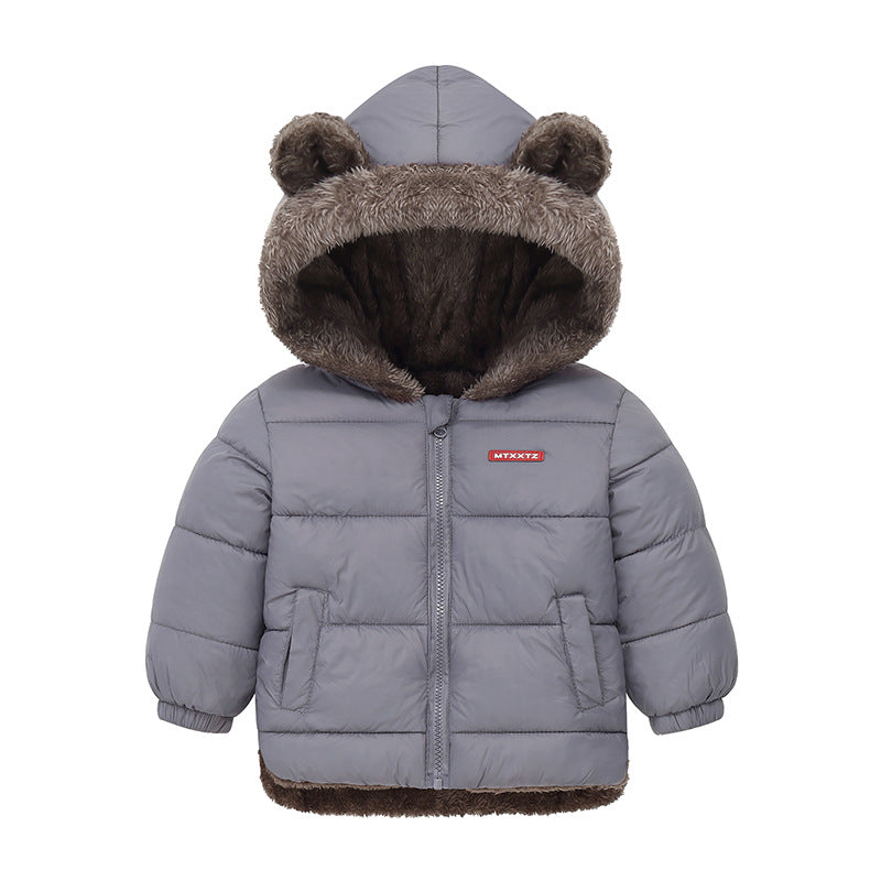 Kids Winter Hooded Jacket - Thick Fleece Lined Cotton Coat for Boys and Girls, Warm Snowwear and Cold Weather Comfort