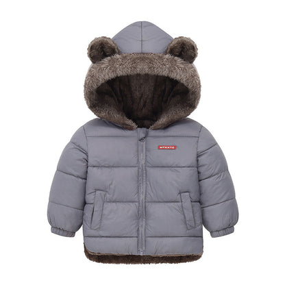 Kids Winter Hooded Jacket - Thick Fleece Lined Cotton Coat for Boys and Girls, Warm Snowwear and Cold Weather Comfort