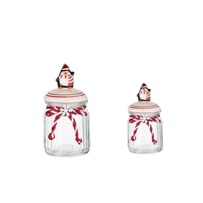 Christmas Glass Storage Jar – Food Grade Candy, Tea and Nut Container with Festive Design for Kitchen Holiday Organization