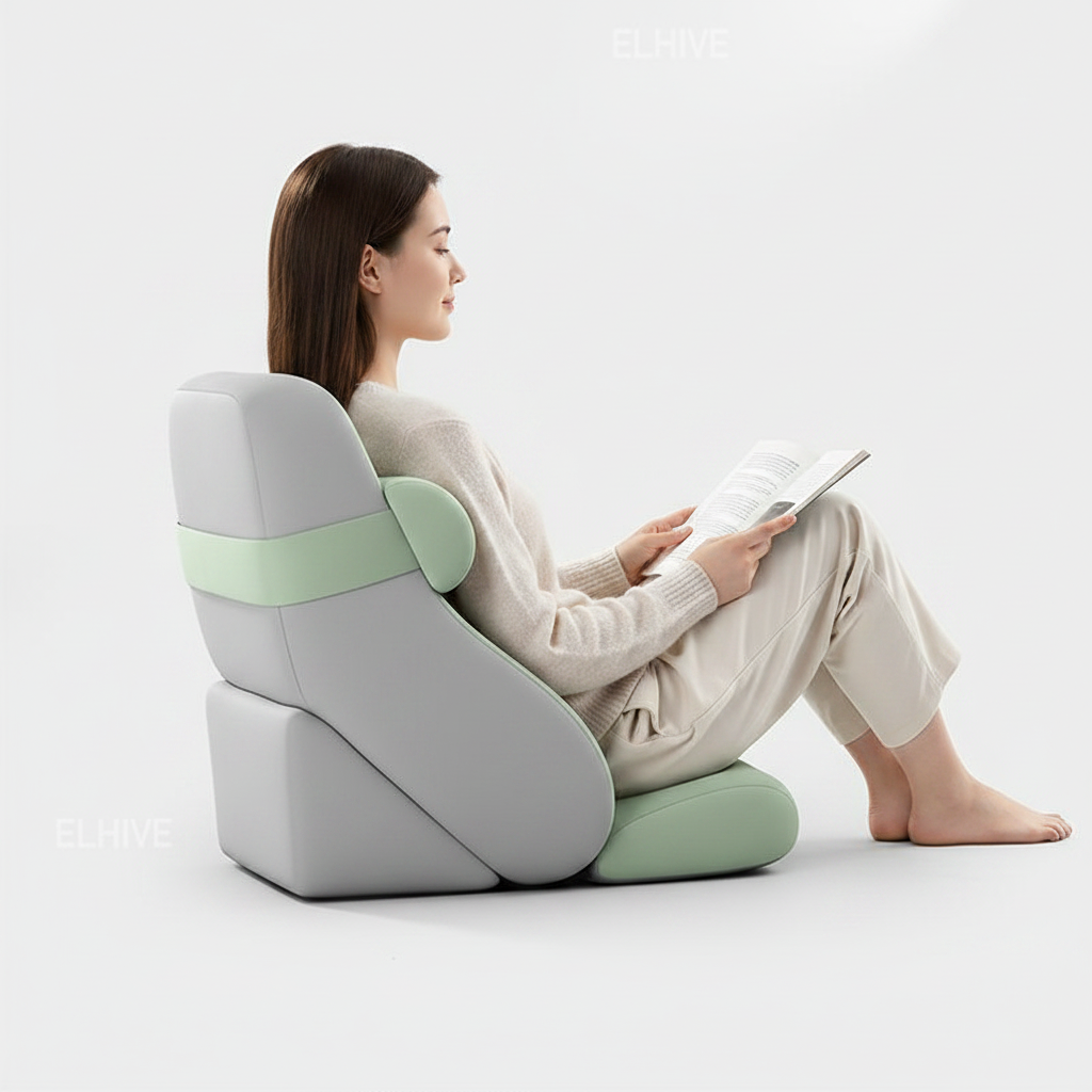 XL Reading Pillow – Ergonomic Wedge Back Support Cushion with Side Pockets, Washable Cover and Lightweight Comfort for Bed, Sofa and Lounging