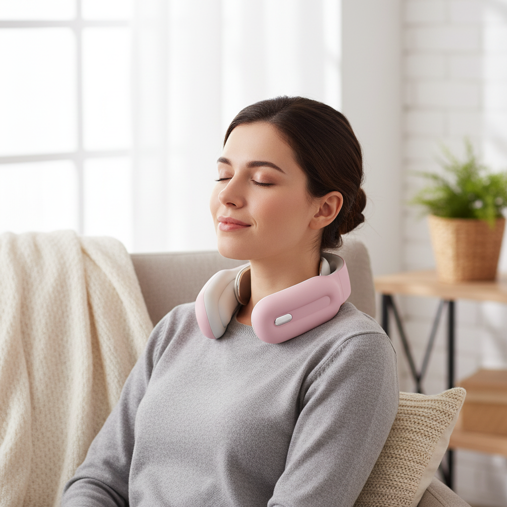 Smart Neck Massager – Wireless Heated Electric Pulse Device with 3 Modes and 15 Levels for Relaxation, Comfort and Muscle Recovery