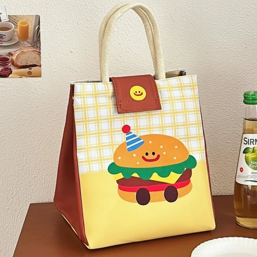 Insulated Bento Lunch Bag – Large Capacity Cartoon Tote for Office Workers, Students and Fresh Food Storage