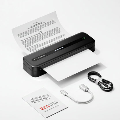 Portable Bluetooth Thermal Printer - Wireless Inkless A4 Mobile Printer for Travel, Business Documents and Home Office Use