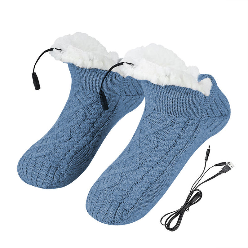 USB Heated Fleece Sock Slippers – Electric Winter Foot Warmers for Men and Women with Cozy Heating Comfort