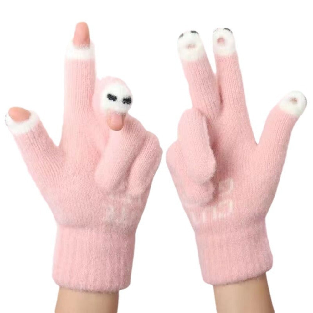 Cute Panda Touchscreen Gloves – Warm Knit Fingerless Winter Gloves for Cycling, Outdoor Activities and Holiday Gift Giving