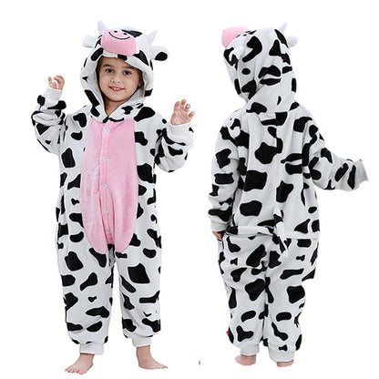 Capybara Flannel Onesie Costume-Cozy Hooded Sleepwear Jumpsuit for Kids Parties Cosplay and Comfortable Lounging