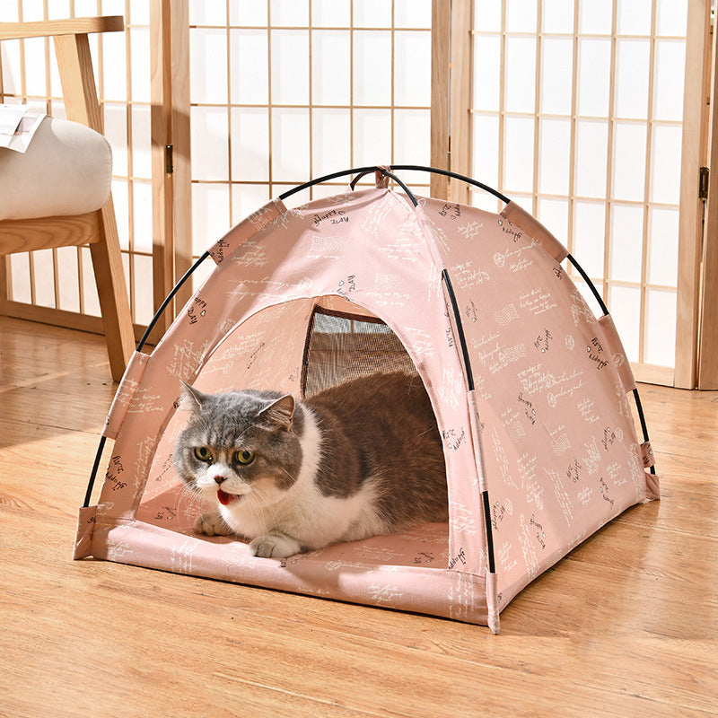 Foldable Cat House Tent – Portable Four-Season Pet Nest with Breathable Cooling Mat for Cats and Small Dogs Indoors or Outdoors
