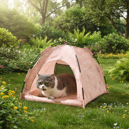 Foldable Cat House Tent – Portable Four-Season Pet Nest with Breathable Cooling Mat for Cats and Small Dogs Indoors or Outdoors