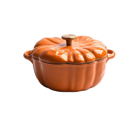Enameled Cast Iron Pumpkin Dutch Oven – 3.5Qt Heavy Duty Casserole Pot for Baking, Braising, Roasting and Seasonal Kitchen Cooking