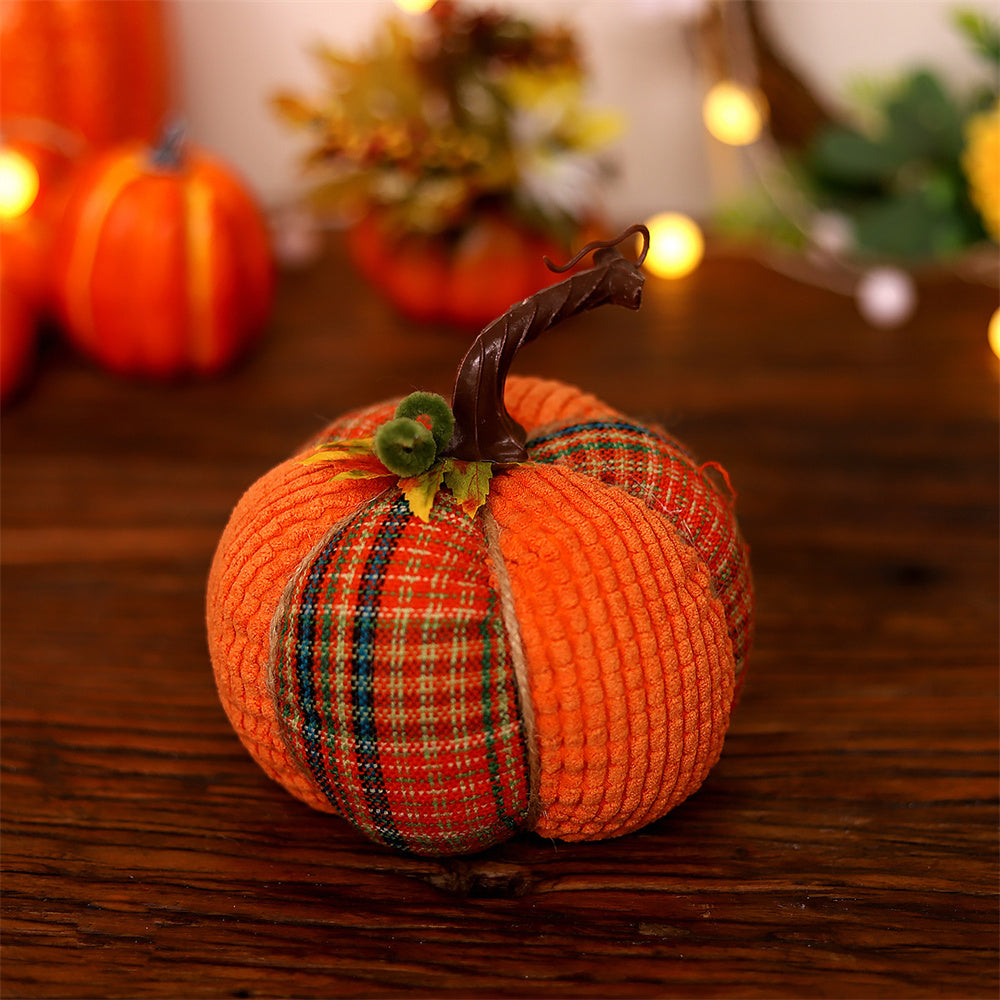 Handmade Fabric Pumpkin Ornament – Colorful Halloween Harvest Decoration for Tabletops, Fall Displays and Seasonal Home Decor