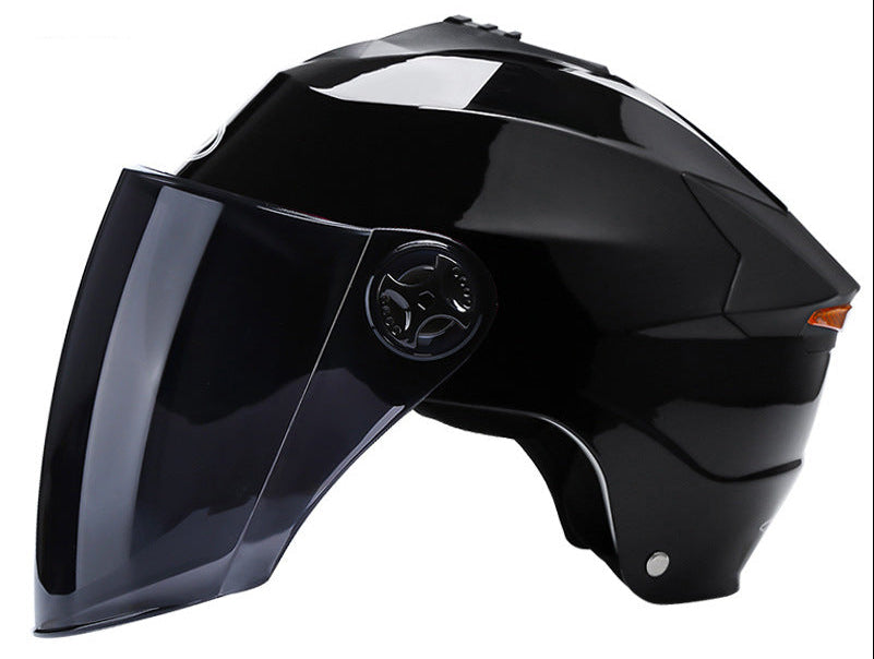 LED Motorcycle Helmet – Rechargeable Lighted Moped and Electric Scooter Helmet for Men and Women with Protective Double Visor
