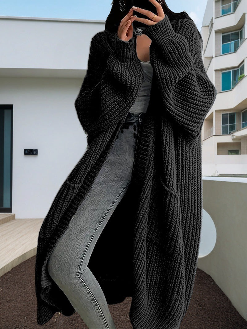 Oversized Knit Cardigan – Women’s Long V Neck Sweater Coat for Cozy Casual Autumn Winter Layering