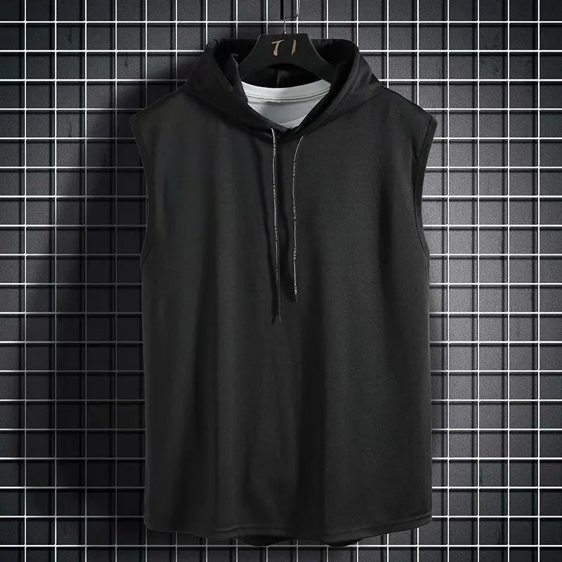 Men's Hooded Tank Top – Sleeveless Hip Hop Workout Vest for Casual Training, Gym Sessions and Streetwear Fashion